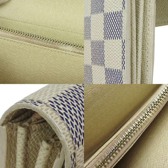 LOUIS VUITTON Bifold Wallet Portefeuille Sara N61735 Damier Azur Leather LV PVC - Picture 6 of 9